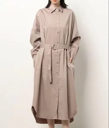 Loungedress 새틴 BIG 셔츠 원피스 핑크 베이지