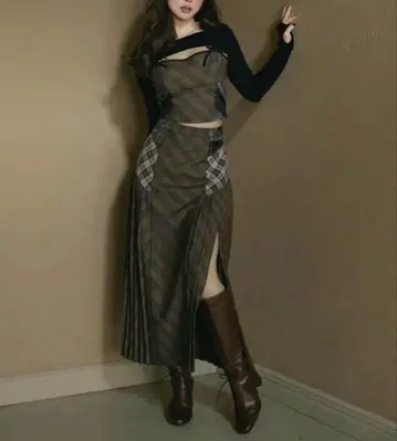 새상품급 andmarry Emma check set up beige 정품