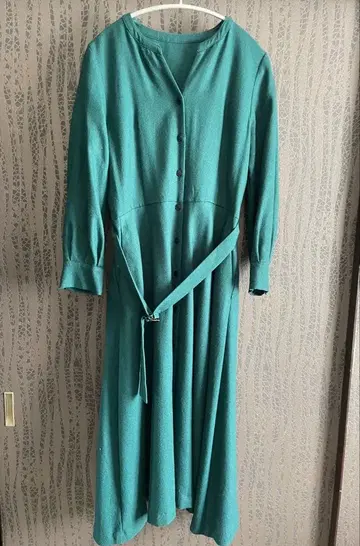 [ ANAYI ] 아나이 7부 소매~긴팔 원피스 짙은 그린 38 사이즈