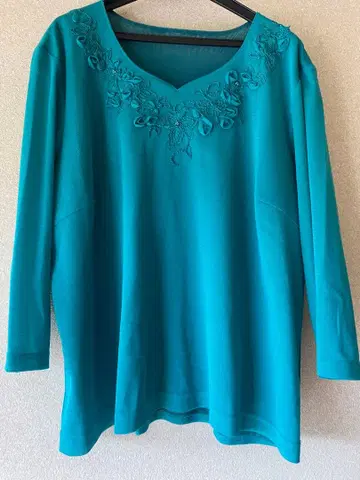 LAPINE 터콰이즈 자수 긴팔 상의 사이즈 17