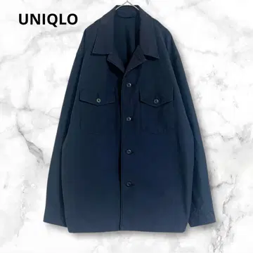 유니클로 네이비 긴팔 자켓 오버 사이즈 코튼 혼방 캐주얼 XL