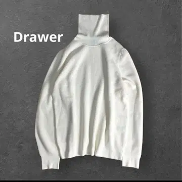 드로어 새상품급 울 캐시미어 와플 터틀 니트 퍼프 슬리브 아이보리