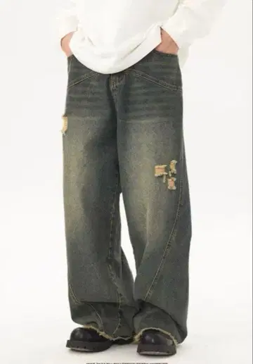 지저인 NEWJNXS 워시드 캐주얼 데님 배기 데님 팬츠