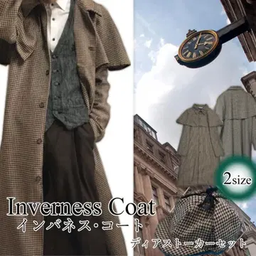 인버네스 코트 디어스토커 남성용 격자무늬 얇은 소재