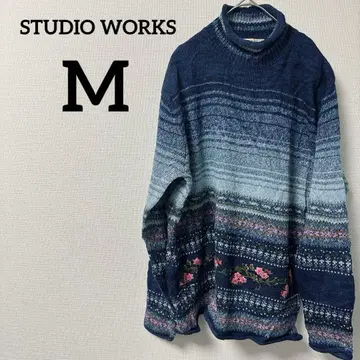 STUDIO WORKS 여성용 그라데이션 니트 [ M ] 네이비 계열