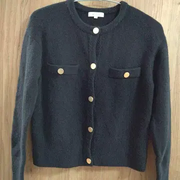 PLST 엑스트라 파인 메리노 미들 게이지 울 크루 가디건 블랙 S