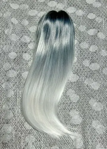 7-8인치 블랙 x 화이트 그라데이션 롱 스트레이트 인형 가발