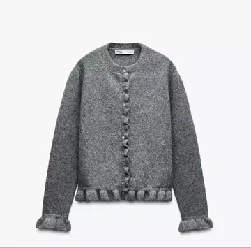 ZARA 자라 프릴 니트 가디건 S 그레이