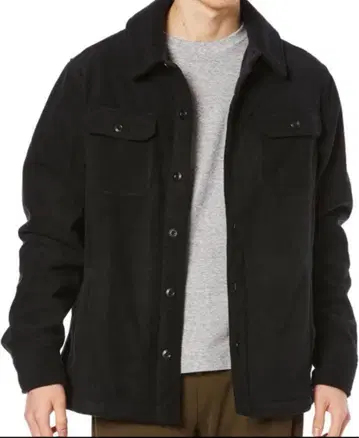 남성용 플리스 두꺼운 원단 셔츠 긴팔 블랙 사이즈 M