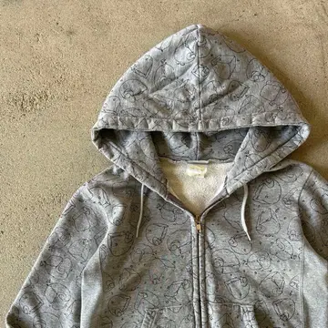 00s y2k carhartt 짧은 기장 올 패턴 지퍼 후드티