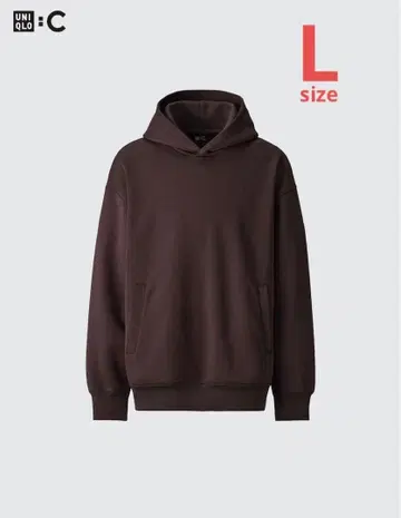 UNIQLO C 맨투맨 오버 사이즈 풀 후드티 다크 브라운