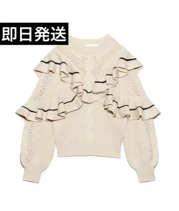 Lily Brown 릴리 브라운 케이블 프릴 니트탑