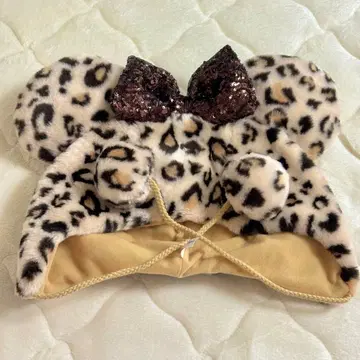 [새상품급] 디즈니 레오파드 무늬 팬캡 브라운 갈색