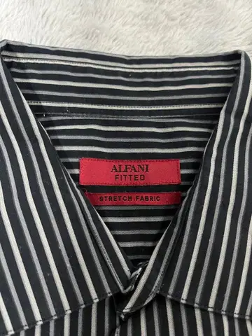 ALFANI 핏 셔츠 블랙 앤 화이트 스트라이프