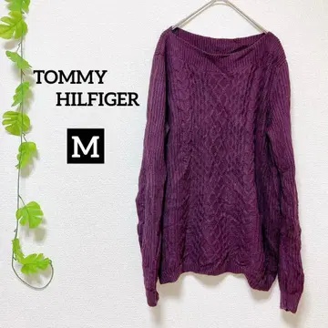 TOMMY HILFIGER 케이블 짜임 니트 M 퍼플 니트 스웨터