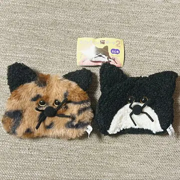 복슬복슬 고양이 파우치 2 가챠 블랙 하치와레 레오파드