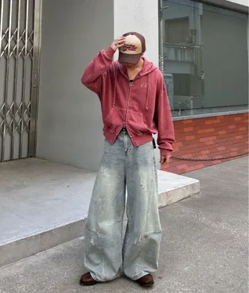 ADAMASTE 피그먼트 더블 지퍼 후디