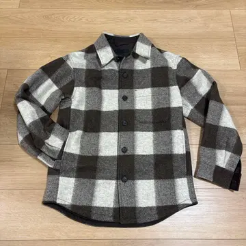 유니클로 UNIQLO 두꺼운 원단 체크 셔츠 자켓 브라운 XS