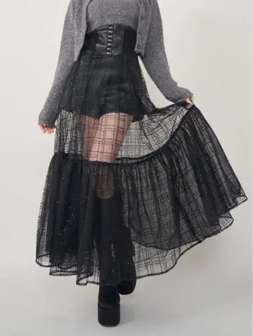 [ 새상품 미사용 ] 코르셋 스팽글 샤샤 스커트