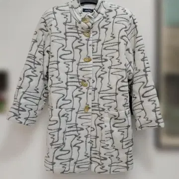 보관품 NEW ROMAN 추상 무늬 스탠드 카라 하프 코트 Freee