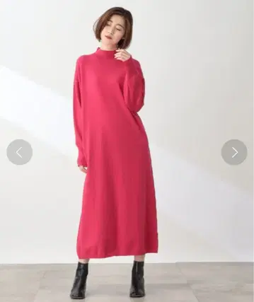 핑크 긴팔 니트 원피스 M 사이즈