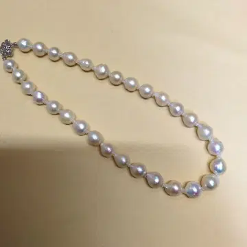 광택 최고! 세로 폭 16mm! 바로크 담수 진주 목걸이 화이트 45cm