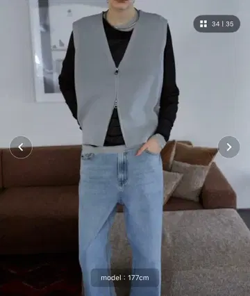 Aunt Marie's zip 리브 니트 베스트 올 시즌 착용 가능