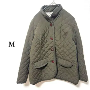 크로스플러스 다이아 무늬 퀼팅 자켓 브라운 버튼 안감 꽃무늬 M