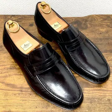 LUCIAN BARERI 하프 안장 로퍼 블랙 25.5 가죽 신발