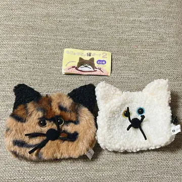 복슬복슬 고양이 파우치 2 가챠 레오파드 화이트 오드아이