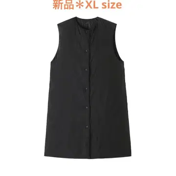 무인*경량 다운 포켓터블 노카라 롱 베스트 XL