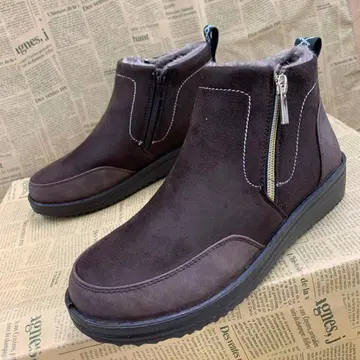 새상품 여성용 22.5cm 경량 보아 안감 지퍼 부츠 짙은 갈색 9840