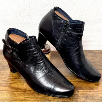 Akakura 아카쿠라 가죽 부티 블랙 24.5EEE 여성용