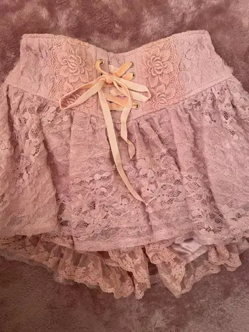 LIZ LISA 핑크 레이스 플레어 스커트