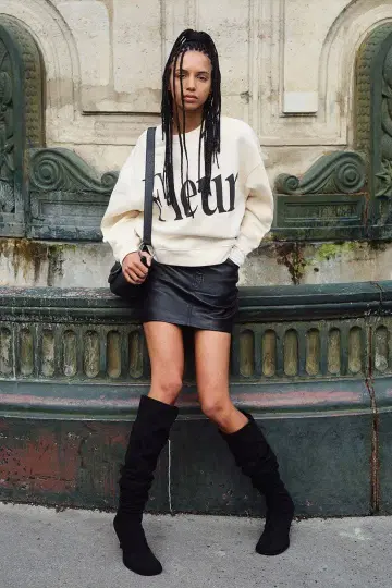 새상품 에이치앤엠 H&M 프린트 스웻셔츠 속기모 트레이닝복