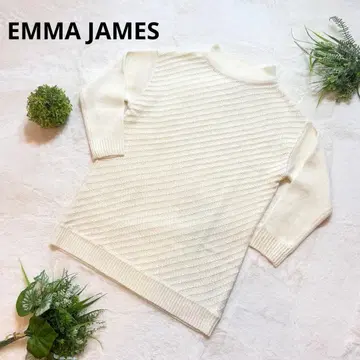 EMMA JAMES 아이보리 하이넥 스웨터 오부 소매 긴팔 LL