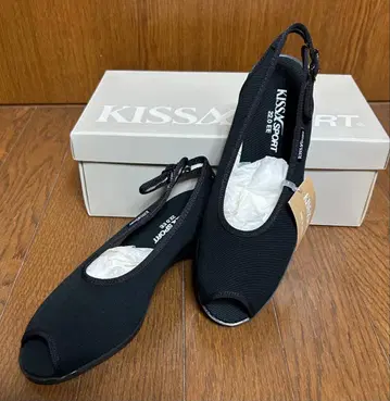 KISSASPORT 블랙 오픈토 펌프스 22.0EE