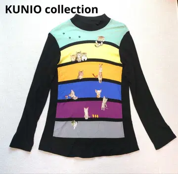 KUNIO COLLECTION 실크 긴팔 티셔츠 롱T 애니멀