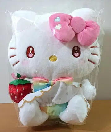 산리오 딸기신문 키티 봉제 인형 M 사이즈 딸기신문 50주년 기념
