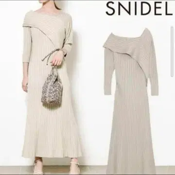 SNIDEL 스나이델 베이지 긴팔 니트 원피스 리브 편직
