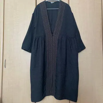 사만사 모스모스 블랙 x 브라운 울 혼방 롱 자켓 가디건