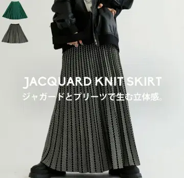 자카드 니트 플리츠 스커트