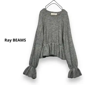 Ray BEAMS 페플럼 벌룬 슬리브 니트 스웨터