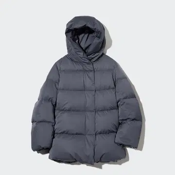 유니클로 파우더 다운 숏코트 그레이 (네이비 계열) 여성용