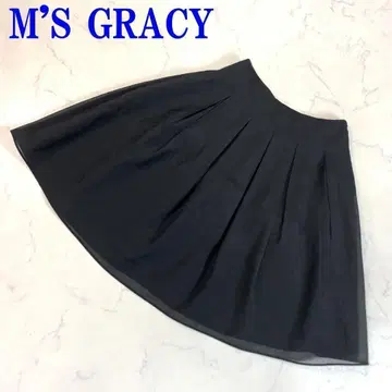 엠즈 그레이시 시어 플리츠 플레어 스커트 블랙 38 C9969