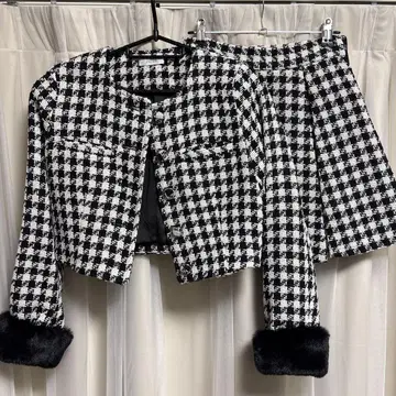 Darich 노카라 체크 트위드 자켓 셋업