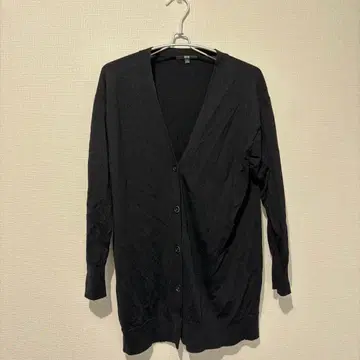 유니클로 블랙 니트 가디건 긴팔