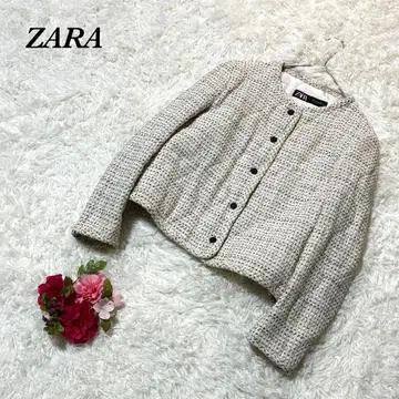ZARA 노카라 자켓 L 화이트 계열 캐주얼 버튼 포함