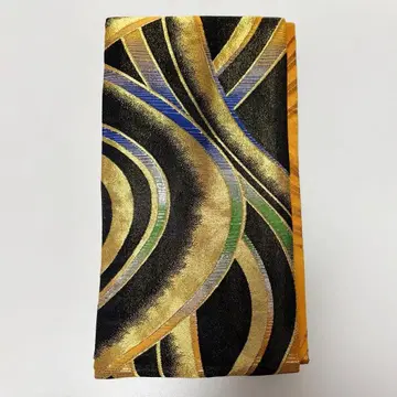 물결 무늬 반폭 오비 블랙 골드