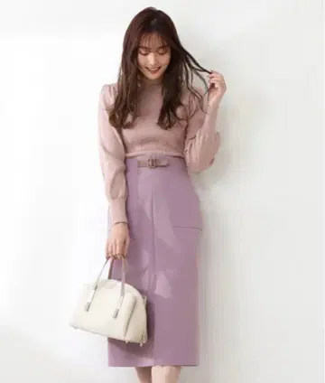 프로포션 바디 드레싱 프론트 벨트 타이트 스커트 라벤더 S